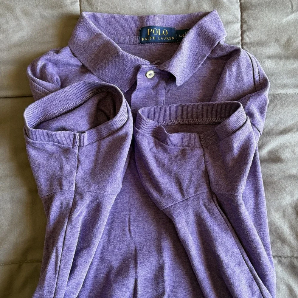 Polo Ralph Lauren Large Men's Purple Short Sleeve Shirt Red Pony Cotton Preppy